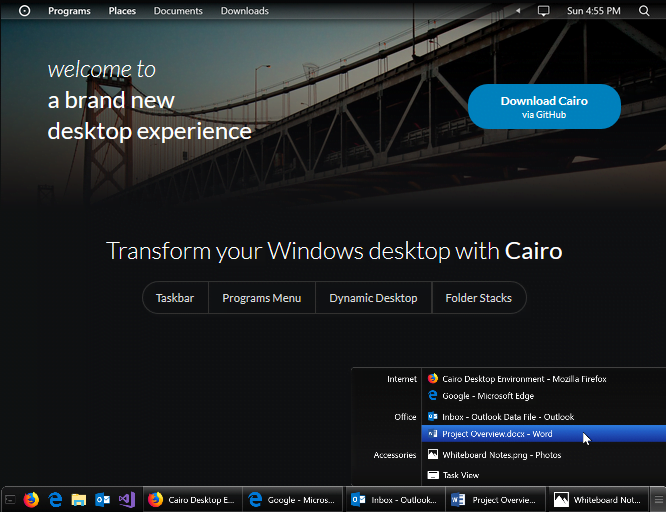 Programmet Cairo Windows ett helt nytt utseende